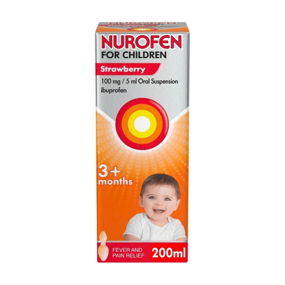 Nurofen for Children 3+ Months Strawberry Flavour Oral with spoon ...